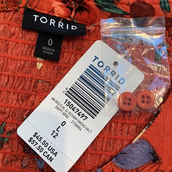 Babydoll Rayon Crepe Smocked Floral Tank NWT - Picture 8 of 8